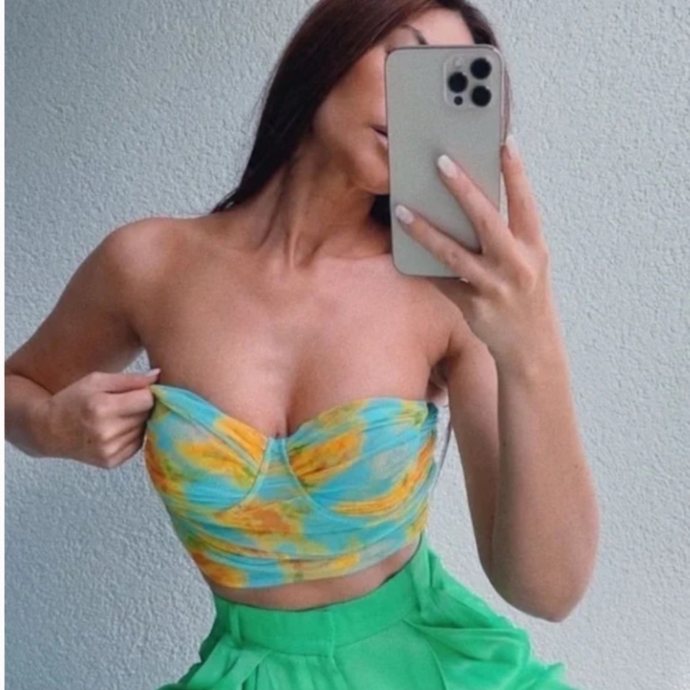 ZARA Corset Bustier Tulle Top